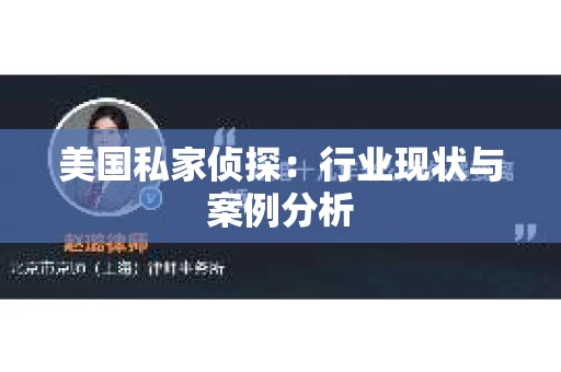 美国私家侦探：行业现状与案例分析